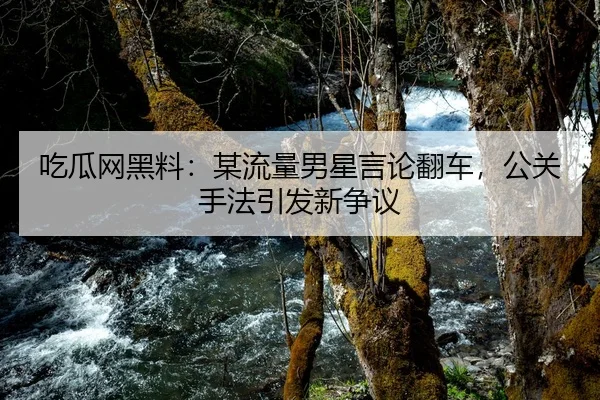 吃瓜网黑料：某流量男星言论翻车，公关手法引发新争议